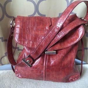 Purse, over-the-shoulder,red,leather